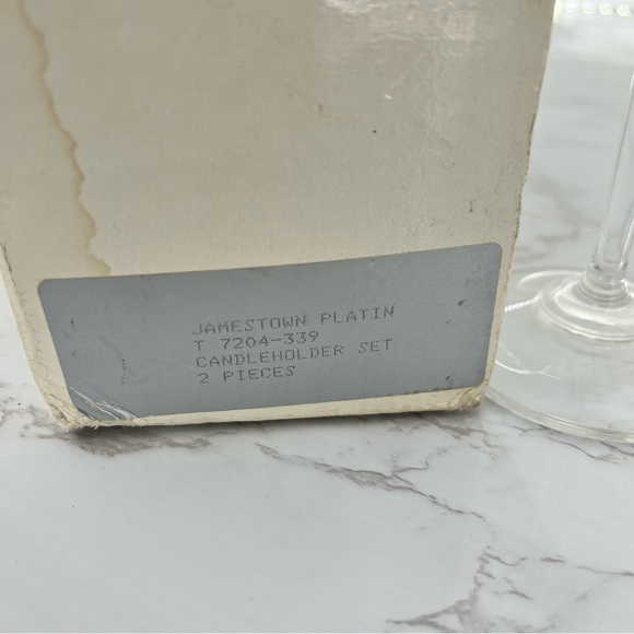 VINTAGE MIKASA Jamestown platinum crystal candleholders CANDLESTICKS - Picture 4 of 4